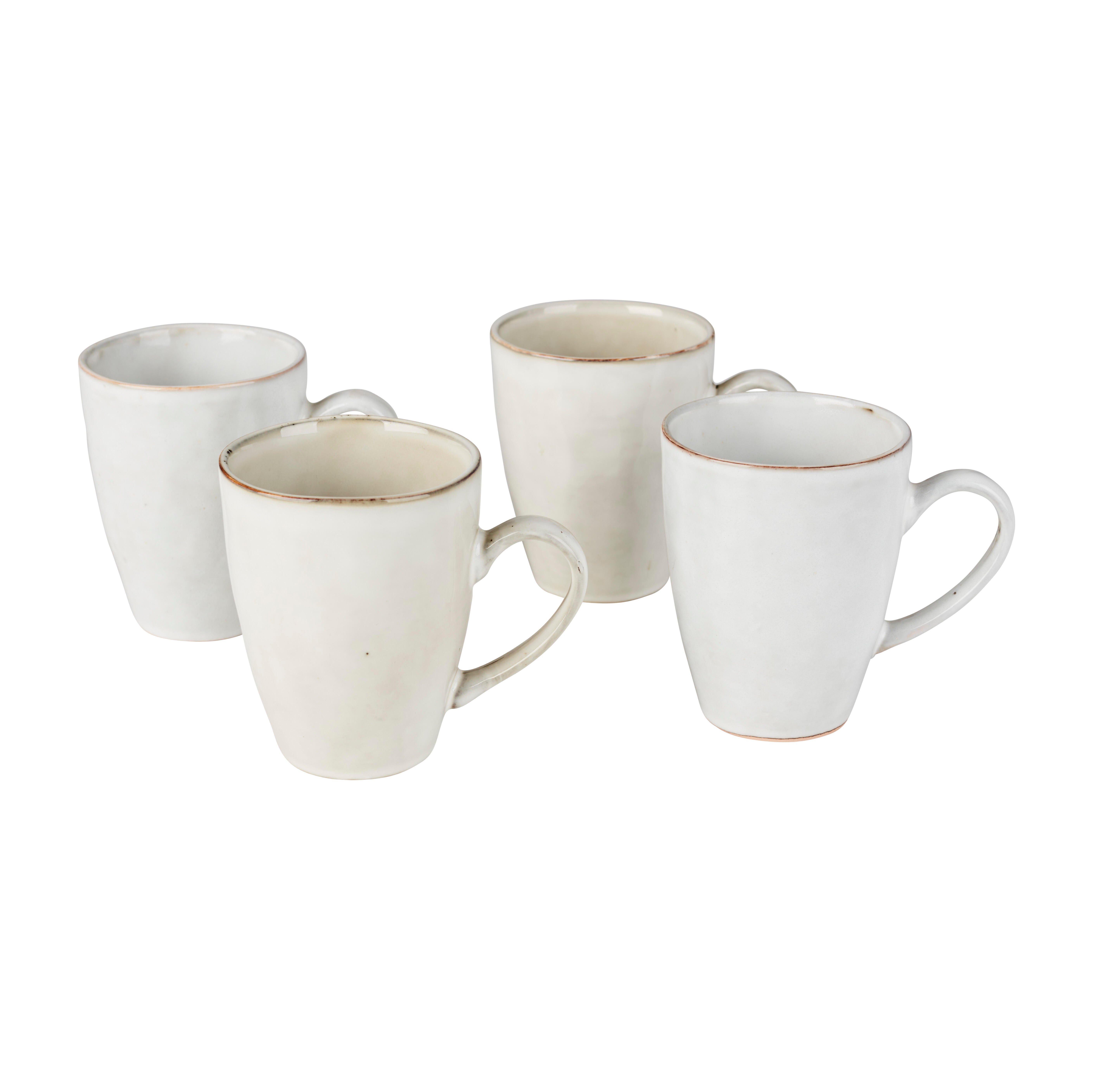 EARTH MARL taza con asa set Set 4 piezas crema