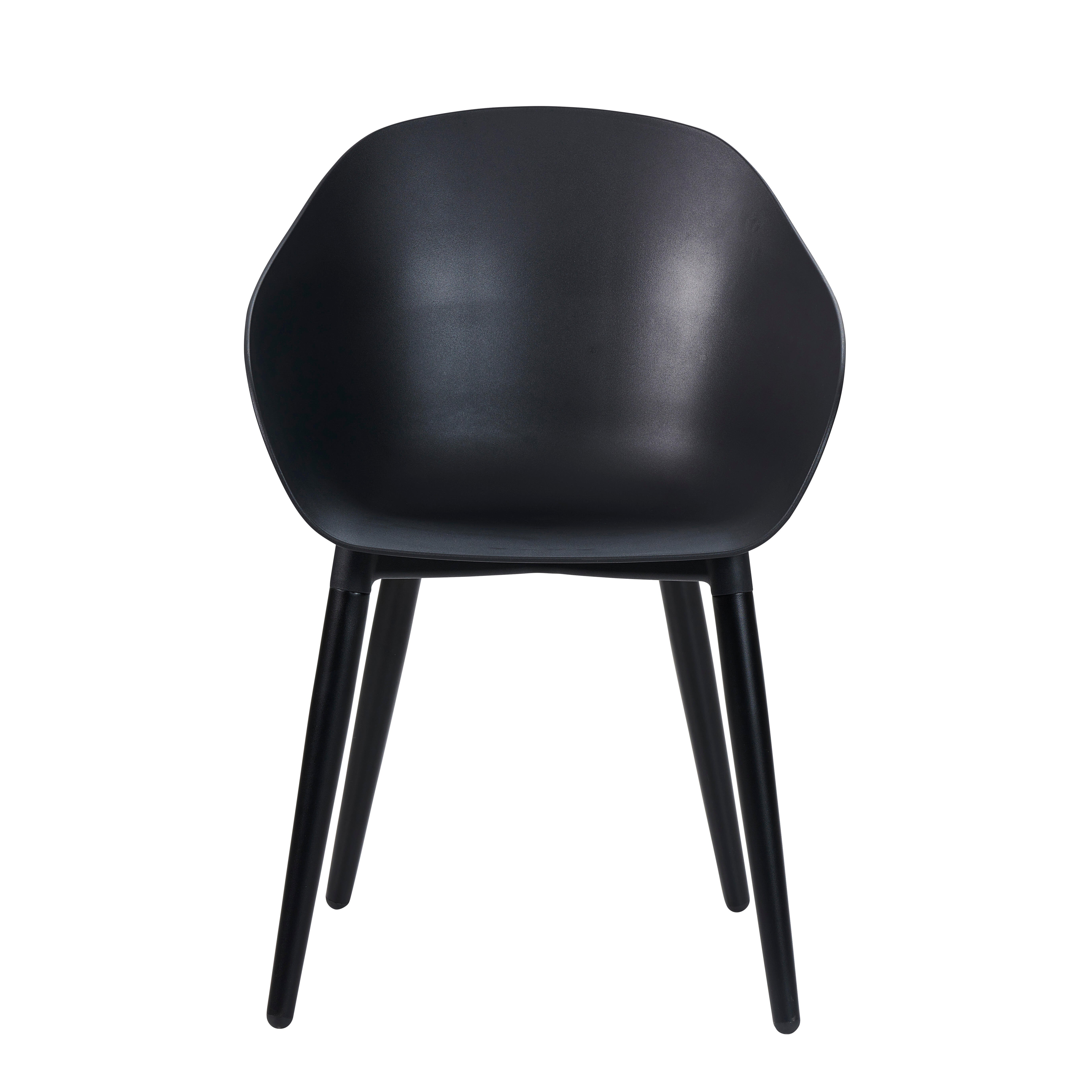 FRAY Esszimmerstühle schwarz Schalenstuhl schwarz mit schwarzen Beinen