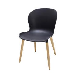 FRIDA Esszimmerstühle schwarz/naturell Schalenstuhl schwarz mit Teakholzbeinen 