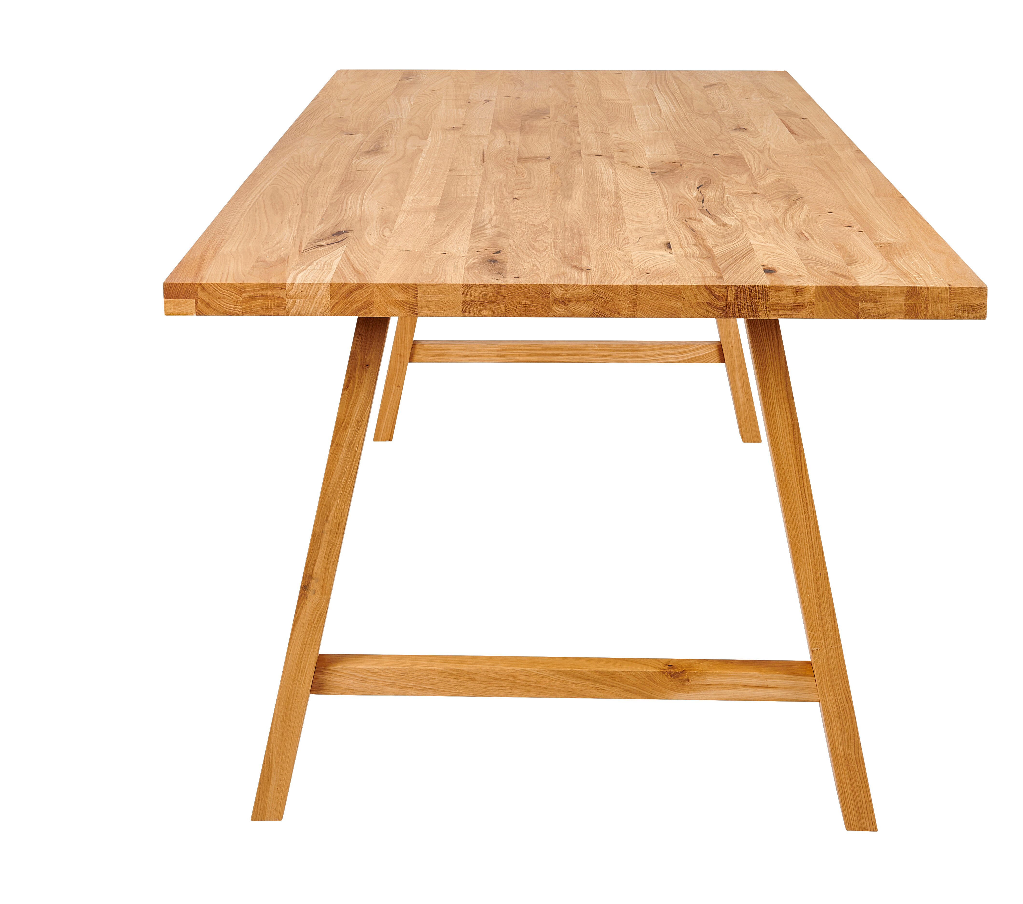 NEW OAK Table à manger avec pieds A en bois H 72 x B 95 x L 200 cm