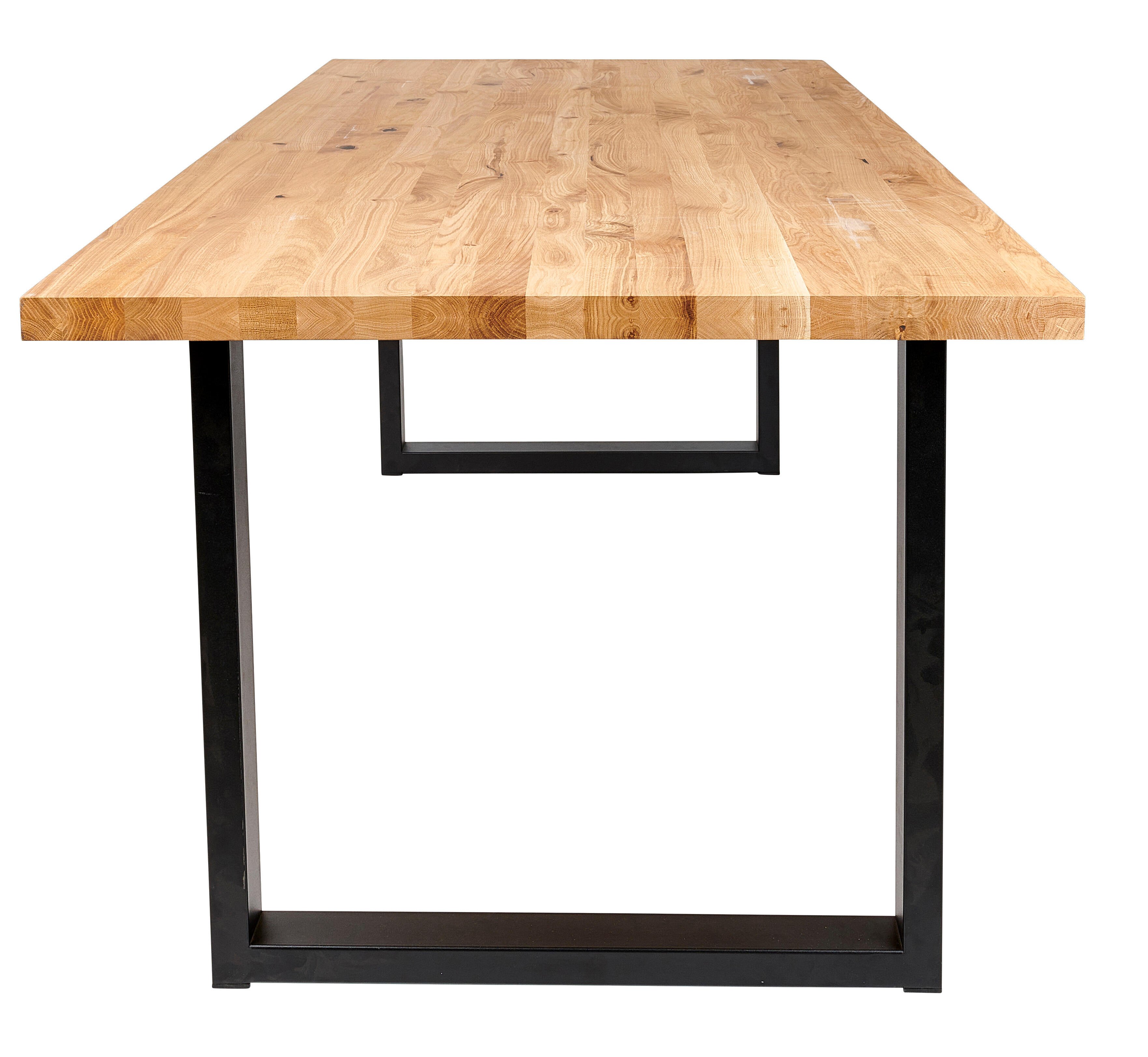 NEW OAK Table à manger avec pieds U en métal H 72 x B 95 x L 200 cm