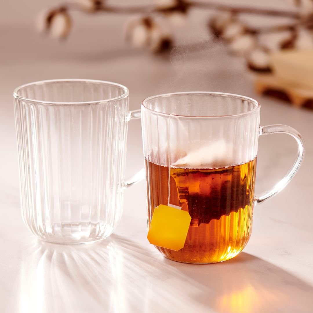 PAUSA Juego de té transparente Tetera con 2 vasos de té